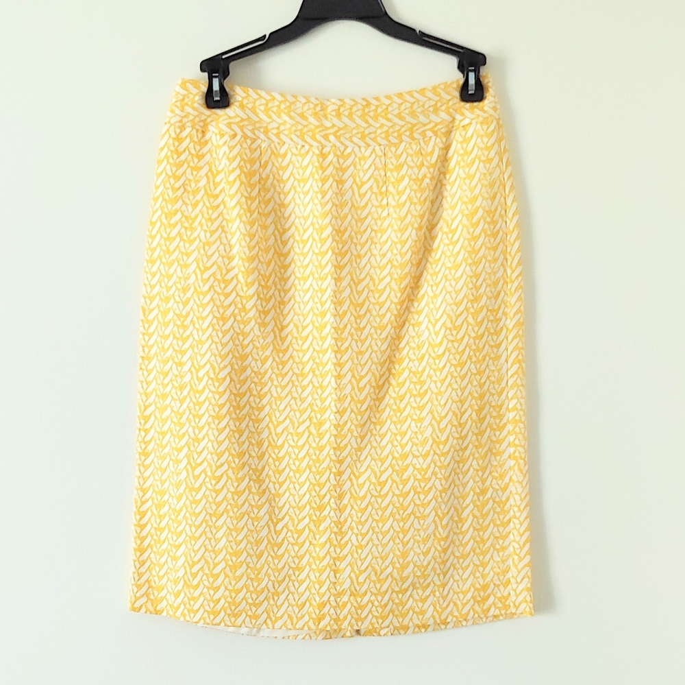 Banana Republic yellow & white pencil skirt